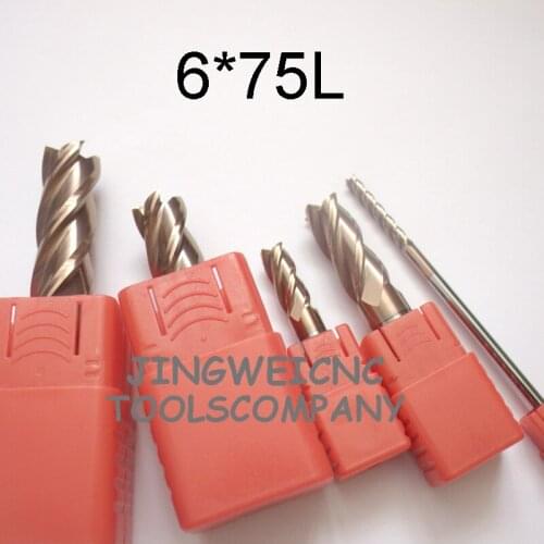2 / 4flutes Extra Long length tungsten carbide end mill 6mmx75mm length with tialn coating free shipping
