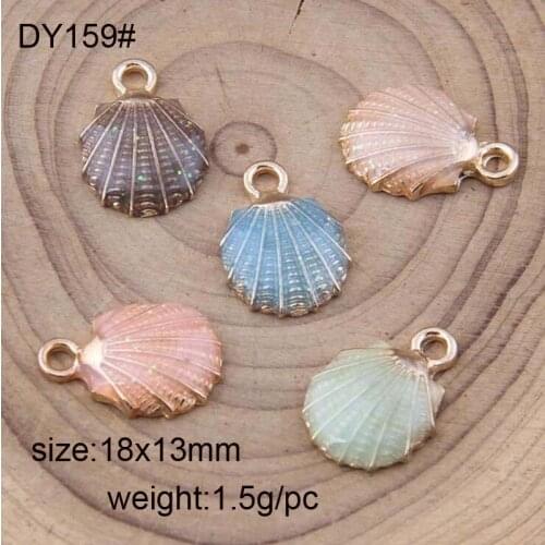 20pcs/lot 18x13mm Color Enamel Shell Charm Necklace Pendant Jewelry Accessories Five Color Available