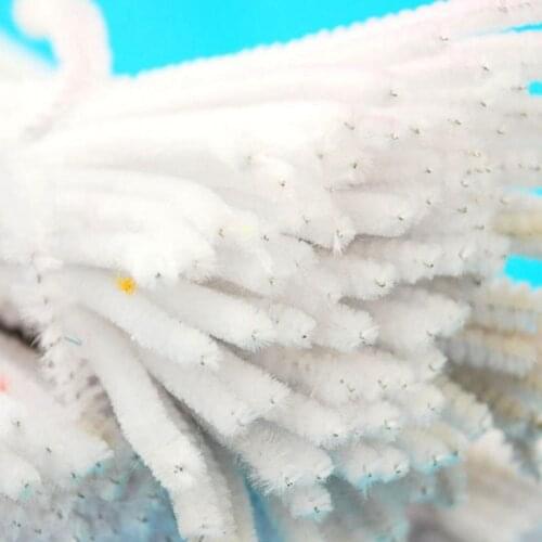 200pcs/bag 12" x 6mm Wholesale white Chenille Stems Pipe Cleaners Craft DIY Wedding decoration 007002002