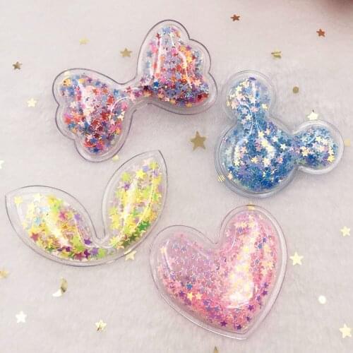 4pcs Transparent Filling Multiple Styles Colorful Sequin Appliques Christmas Decoration DIY Hair Clip Accessories Craft Supplies