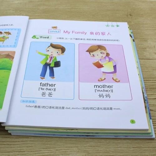 4 Book childhood English enlightenment Early teaching textbook Baby Children Zero based getting start learn English Chinese Book