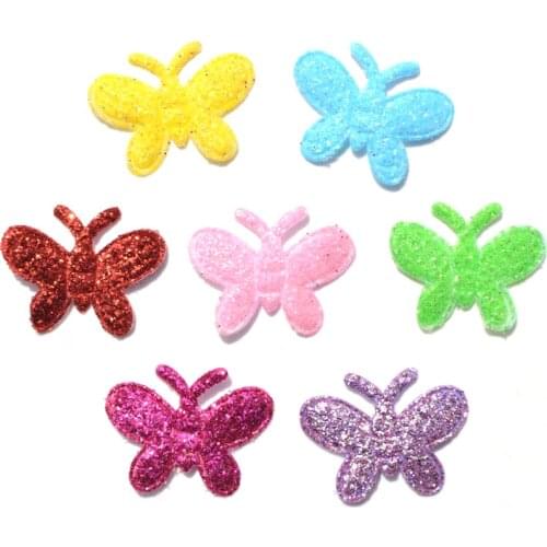 50PCS Mixed 17*23mm Glitter Nonwoven Butterfly Felt Appliques for DIY Sewing Supplies Kids Craft Accessorie K16