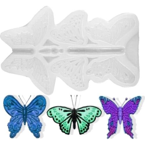 55KA 3-Cavities Butterfly Epoxy Resin Mold Cake Decorations Silicone Mould DIY Crafts Jewelry Pendant Casting Tools