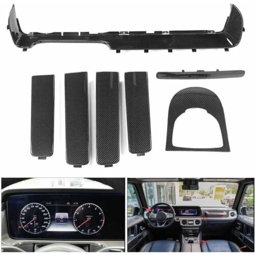 7pcs Door Handle Armrest Trim Gearshift Panel Dashboard Cover Replacement Fit for Benz G-Class G63 W463 G350 2019 2020 2021