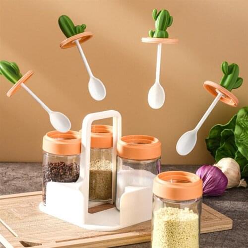 1pc Kitchen Cactus Condiment Pot Spice Jar Spice Container With Lid Cactus Kitchen Jar Salt Jar Seasoning Box Seasoning Bottle