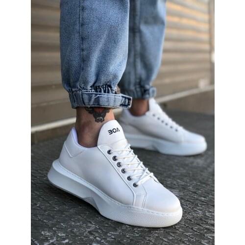BA0161 Laced High Base White Sports Shoes