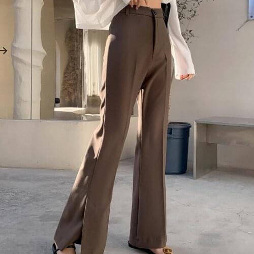 Wide Leg Pants OL Casual High Waist Slim Female Suit Pants Women Long Trousers Chic Pockets 2021 Summer Femme Pantalon New 16397
