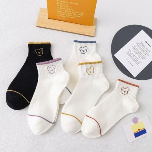 Black and Whiter Cartoon Near Women Socks Cotton Japanese Korean Style Funny Socks Women for Spring Summer 32302