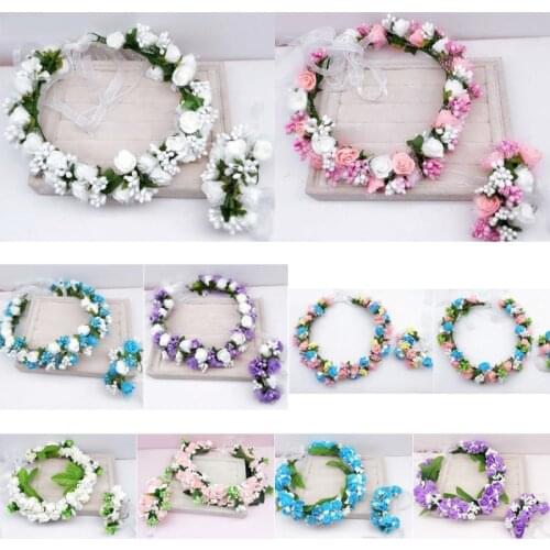 Boho Flower Floral Headband Crown Garland Marriage Handwrist Festival Party PXPB