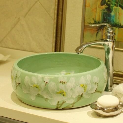 Porcelain Cloakroom Wash Basin Lavabo Counter top Sink Vessel Bathroom Art Wash Sink bathroom sinks ceramic washbasin design