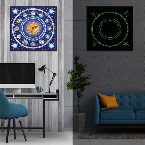 HUACAN DIY Diamond Painting Constellation Luminous Special Shaped Diamond Embroidery Cross Stitch Landscape Mosaic Wall Art