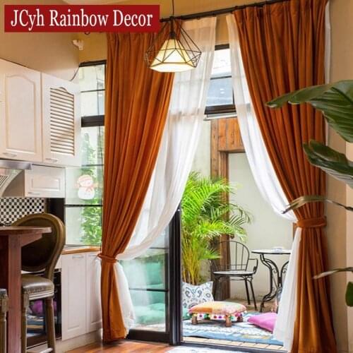 JCyh Rainbow Decor Silk Curtains For Windows
