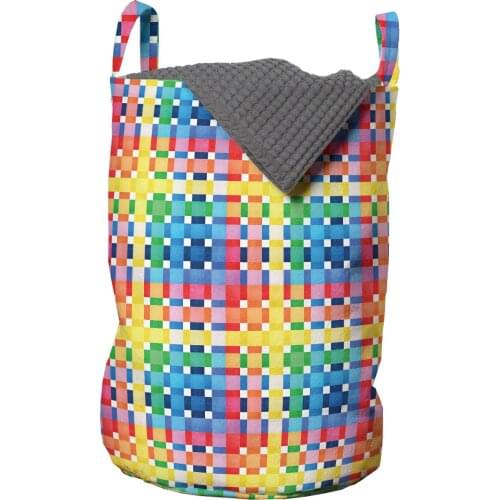 Checkered Laundry Basket Rainbow Contiguous Big and Small Organizer for Clothes Underwear Socks Toys Wash Bag & Home Storage