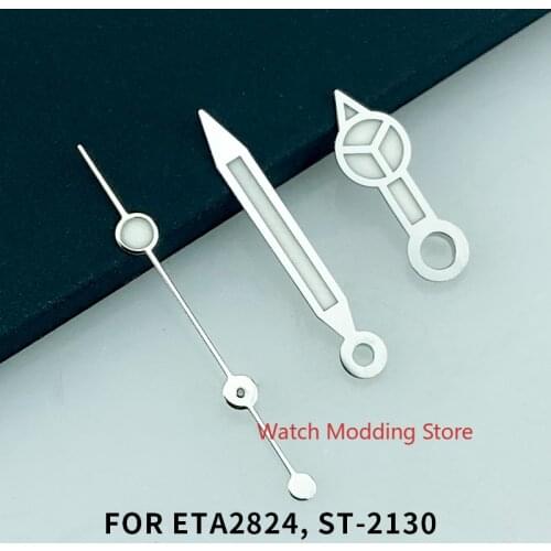 NEW Arrival Silver Watch Hands Set For ETA2824/2836 ST2130/2146 Mov't Merc Style Fit 28.5mm Watch Dial Super Blue Luminous