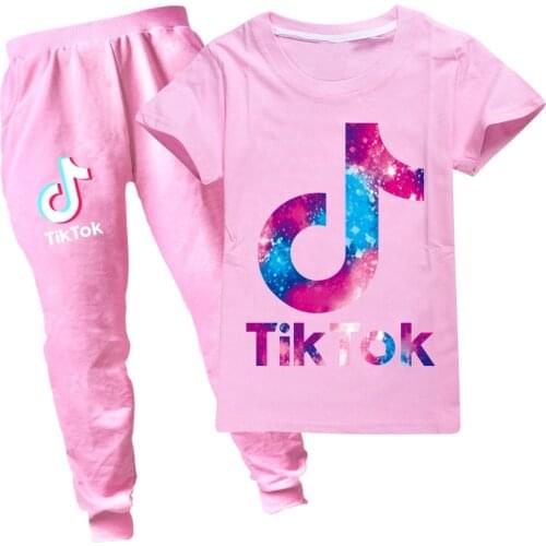 Kids Clothes Sets Hot Summer Short Sleeve cotton 3D Printed Tik Tok T Shirt for Girls Boys Streetwear Teenager Children Suits