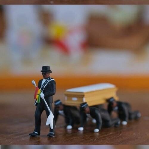 Cosplay Ghana Dancing Pallbearers Coffin Dance Figure Action Funeral Dancing Team Display Funny Accessories 1:64