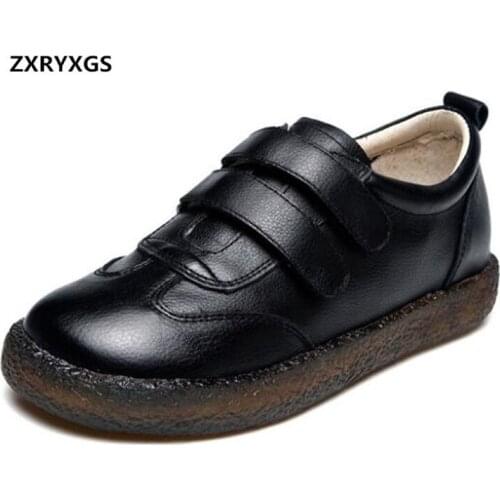 Comfortable Soft Bottom Full Genuine Leather Shoes Woman Flats Casual Shoes 2019 New Autumn Casual Sneakers Women Flat Shoes