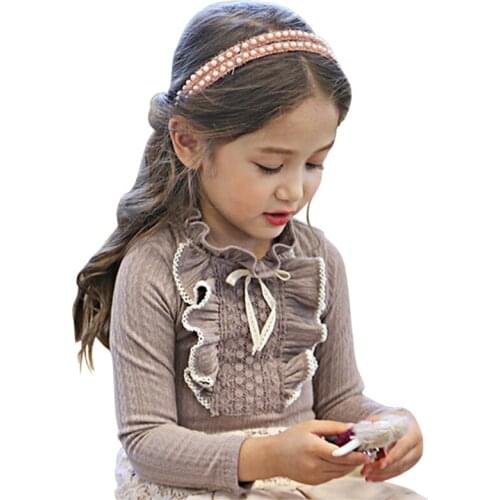Girl Lace Shirt Princess High Quality Ruffle Callor Blouse Baby Girl Clothes Cotton Tops Spring Autumn Winter Children Clothing