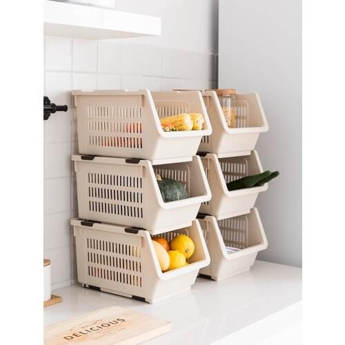 Kitchen Multi-layer Stacking Storage Baskets Snacks Fruit And Vegetable Storage Baskets Household Plastic Storage Racks