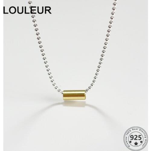 LouLeur 925 Sterling Silver Necklace Silver Bead Chain Round Tube Pendant Necklace For Women Girls Fine Jewelry 2021 Trend