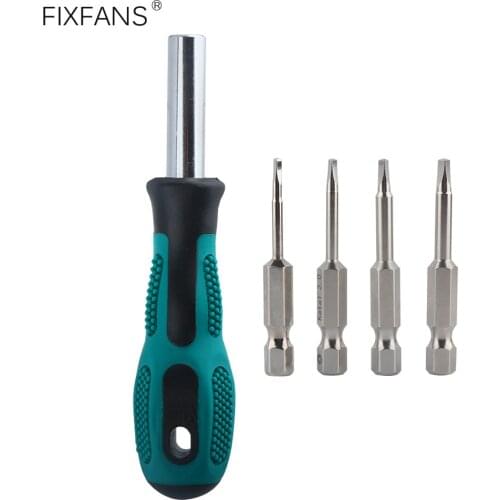 FIXFANS 1/4 inch 6.35mm Hex Shank Screwdriver Handle Magnetic Bit Holder Adapter with 4pcs Triangle Screwdriver Bits Set