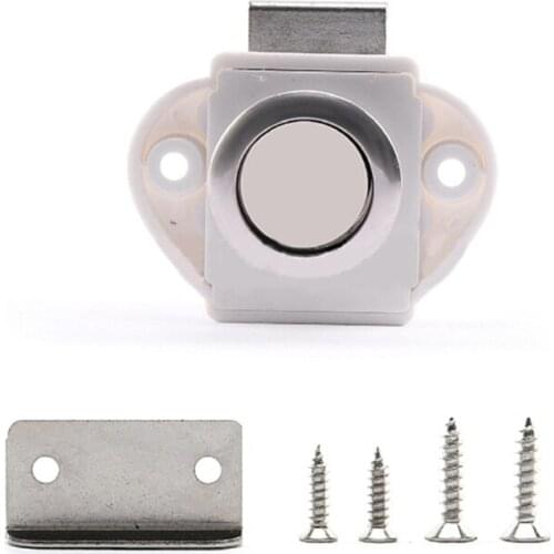 Y4UA Metal Push Button Latches Keyless Catches Locks RV Home Cabinet Drawer Latch Button Locks Wearproof Furniture Door Lock