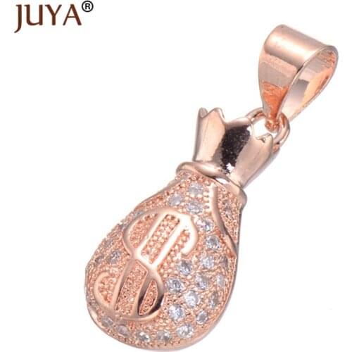 Fashion Charms Pendant for jewelry making gold rose gold copper zircon Dollar-Wallet charm pendants diy bracelet necklace