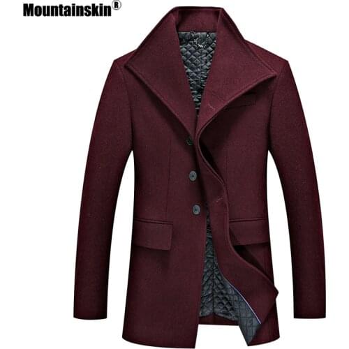 Mountainskin Winter Mens Wool Coat Warm Thick Windproof Mens Long Woolen Jacket Casual Fashion Coat Male High Quality MT030