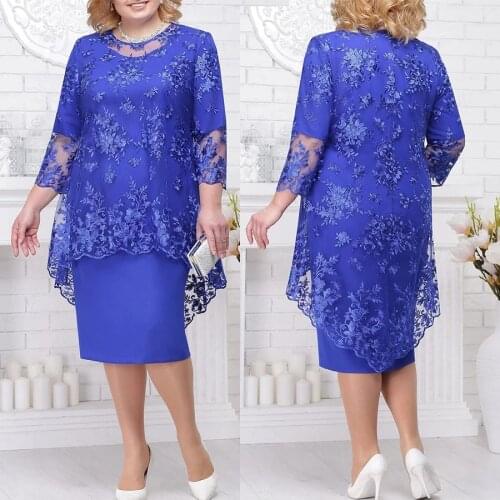 Cheap Lace Plus Size Mother Of The Bride Dresses Suit Tea Length Wedding Party Gown Two Piece robe mere de mariee