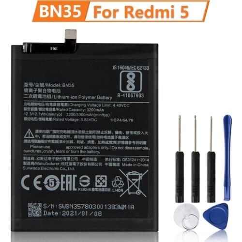 NEW Replacement Battery BN35 For Xiaomi Mi Redmi 5 5.7" Redrice 100% New Phone Battery 3300mAh
