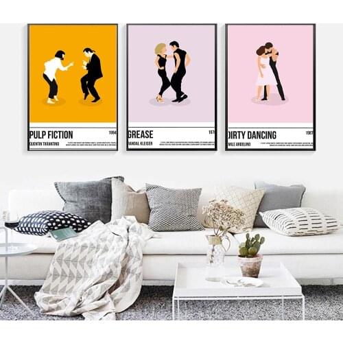 Classic Movie Poster Art Print Pulp Fiction Poster Abstract Minimalist Wall Art Dancing Film Canvas Painting Wall Pictures Deco
