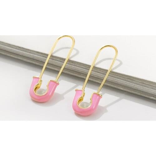 Punk Safety Pin Earrings Unique Design Colorful Enamel Paperclip Stud Earrings for Women Gothic Ear Piercing Jewelry Accessories