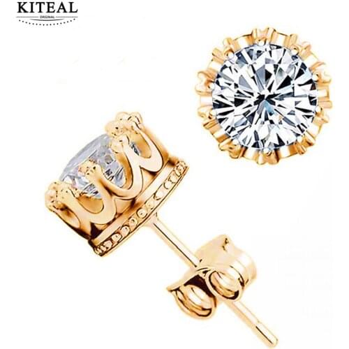 KITEAL New Fashion Stud Earings Fashion Jewelry Trendy Women purple/white/ Crystal Earrings Crown Piercing Gifts Wholesale