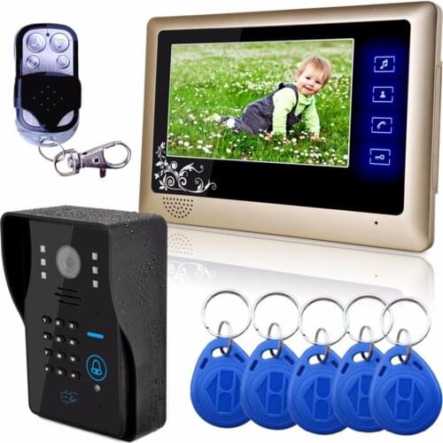 SYSD Video Intercom 7" Wired Video Door Phone Doorbell System kit RFID Keypad Password Unlock Camera
