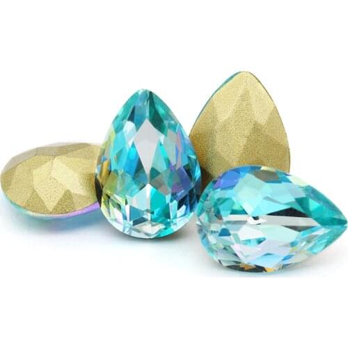 Blue Glitter Color Laser Crystal Drop Glass k9 Rhinestone Craft Gems Christmas Clothing Dress Jewelry Decoration for needlework