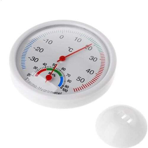 Indoor Outdoor Thermometer Humidity Meter Clock-shaped Temperature Hygrometer