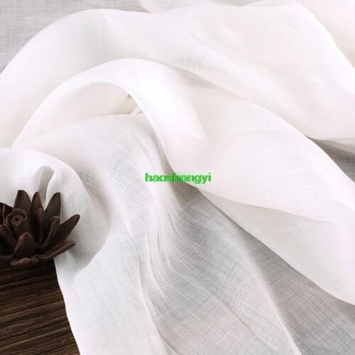High-end white base ramie garment fabric, inner skirt sling, pure color high-count hemp material