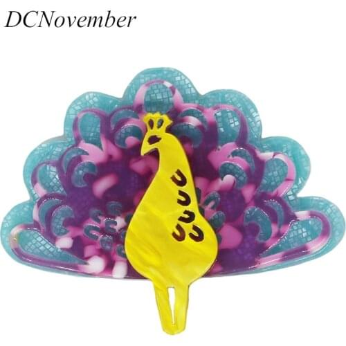 Vintage Peacock Bird 3 Colors Peacock Brooches Environmental Acetate Fiber Brooch Pins Jewelry DCNovember
