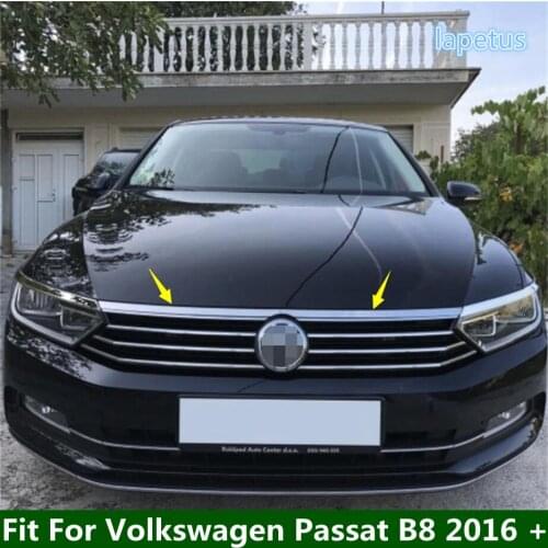 Lapetus Stainless Steel Exterior Accessories For Volkswagen Passat B8 2016 - 2018 Front Engine Hood Lid Molding Cover Trim 3PCS