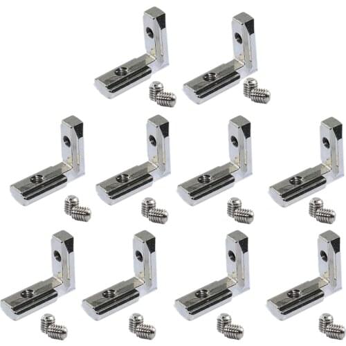20Pcs T Slot L-Shape Interior Inside Corner Connector Joint Bracket for Aluminum Extrusion Profile 2020 Series Slot 6mm