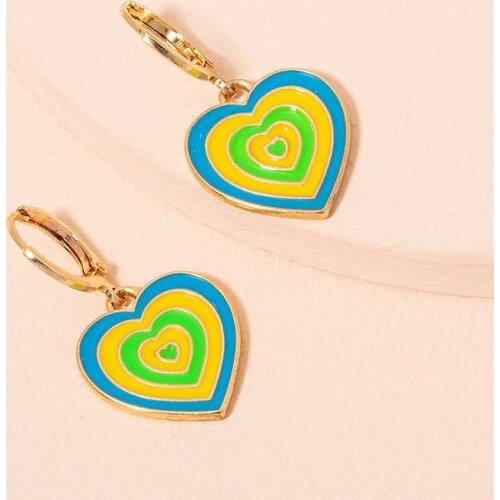 Y2K Jewelry Rainbow Heart Earrings For Women Metal Vintage Cute Harajuku INS Earrings Charms 90s Aesthetic Gift 2021