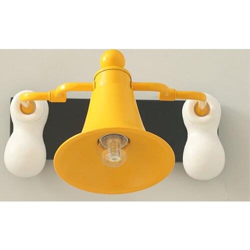 Yellow cartoon mechanical wall lamps childrens bedroom bedside girl study bookcase wall sconces lights reading deco lighting