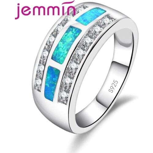 Unique Fashion Blue Fire Opal Ring For Women Men 925 Sterling Silver Wedding Party Engagement Promise Ring ValentinesDay