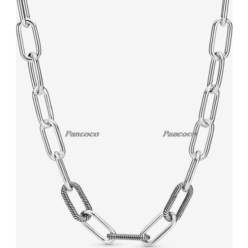 925 Sterling Silver Necklace Me Link Snake Chain Pattern Necklace For Women Bead Charm Diy Fashion Jewelry