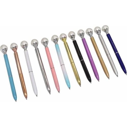1Pcs Colorful Pearl metal Ballpoint pen 12 Colors Kawaii Queens crutch BallPen For School Supplies boligrafos Blue&Black Refill