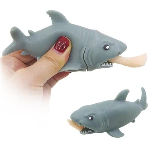 1Pcs Hot Plastic Creative Anti Stress Squeeze Toys Hungry Shark With Pop Out Surfer Leg Toy Stress Relief Funny Spoof Trick Gift