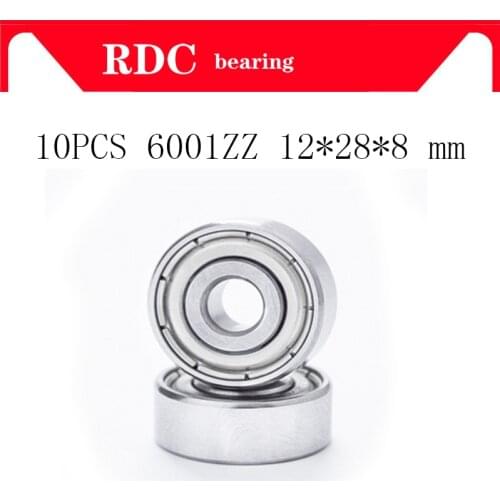 10PCS 6001ZZ Bearing ABEC-5 12x28x8 mm High quality Deep Groove 6001 ZZ Ball Bearings 6001Z 80101 Z 6001z Bearing 12*28*8 mm