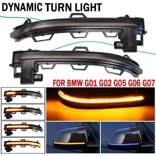 2pcs For BMW X3 X4 X5 X6 X7 G01 G02 G05 G06 G07 Dynamic Blinker LED Turn Signal Rline Touran Mirror Light 2018 2019 2020