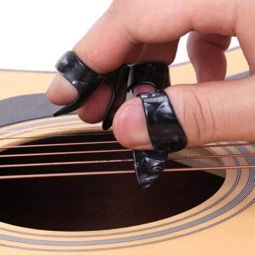 4 pcs/set 1 Thumb + 3 Finger Guitar Picks Celluloid Finger picks Guitar Plectrum Sheath For Acoustic Electric