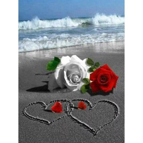 5D DIY diamond painting Beach rose Full square/round Embroidery Pattern Cross stitch kits mosaic wall stickers